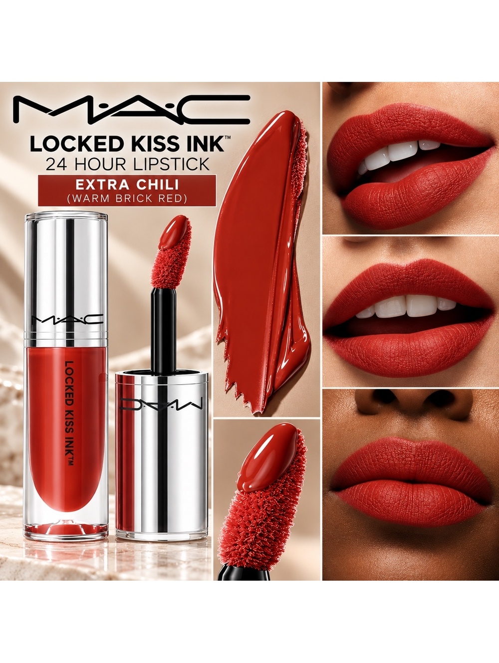 MAC Cosmetics Locked Kiss Ink 24 Hr Lipstick in Extra Chili • Brand New in Box